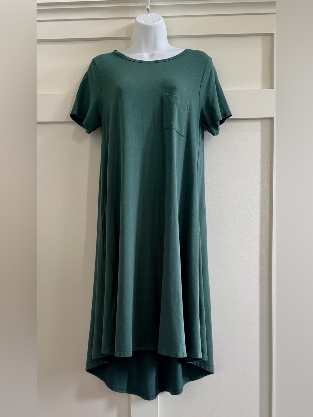Lula Roe Everyday Pocket Tee Dress in Teal Green